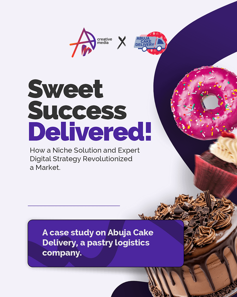 A cover page for a case study about a pastry logistics company, featuring a pink donut, cupcakes, and chocolate cake.